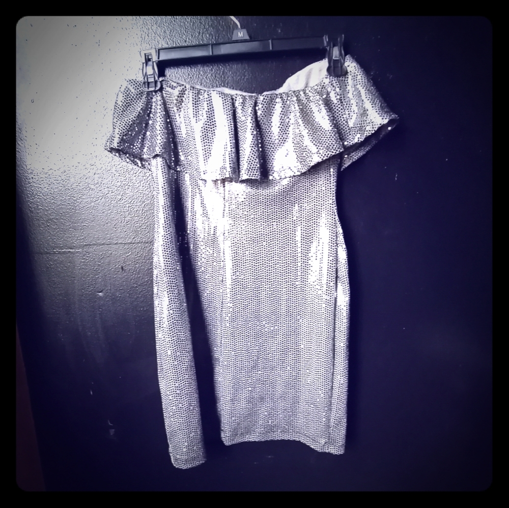 Strapless sequin dress